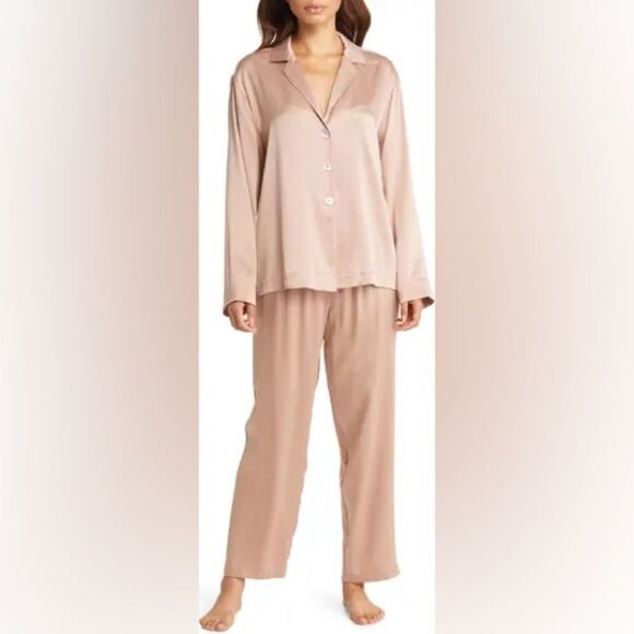 Lunya Washable silk button down pajamas otium tan NWT XL - Picture 1 of 6